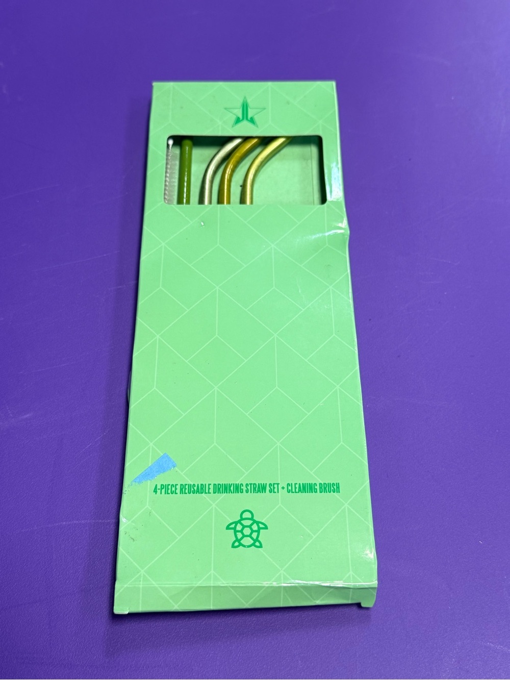 Jeffree Star Reusable Metal Drinking Straw Set - Gold & Green